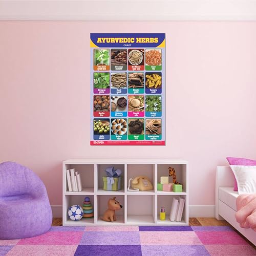 Image of ESCAPER Ayurvedic Herbs Educational Charts for Kids Learning (11.5 x 17.5 inches), Study Material, Learning Books, Posters