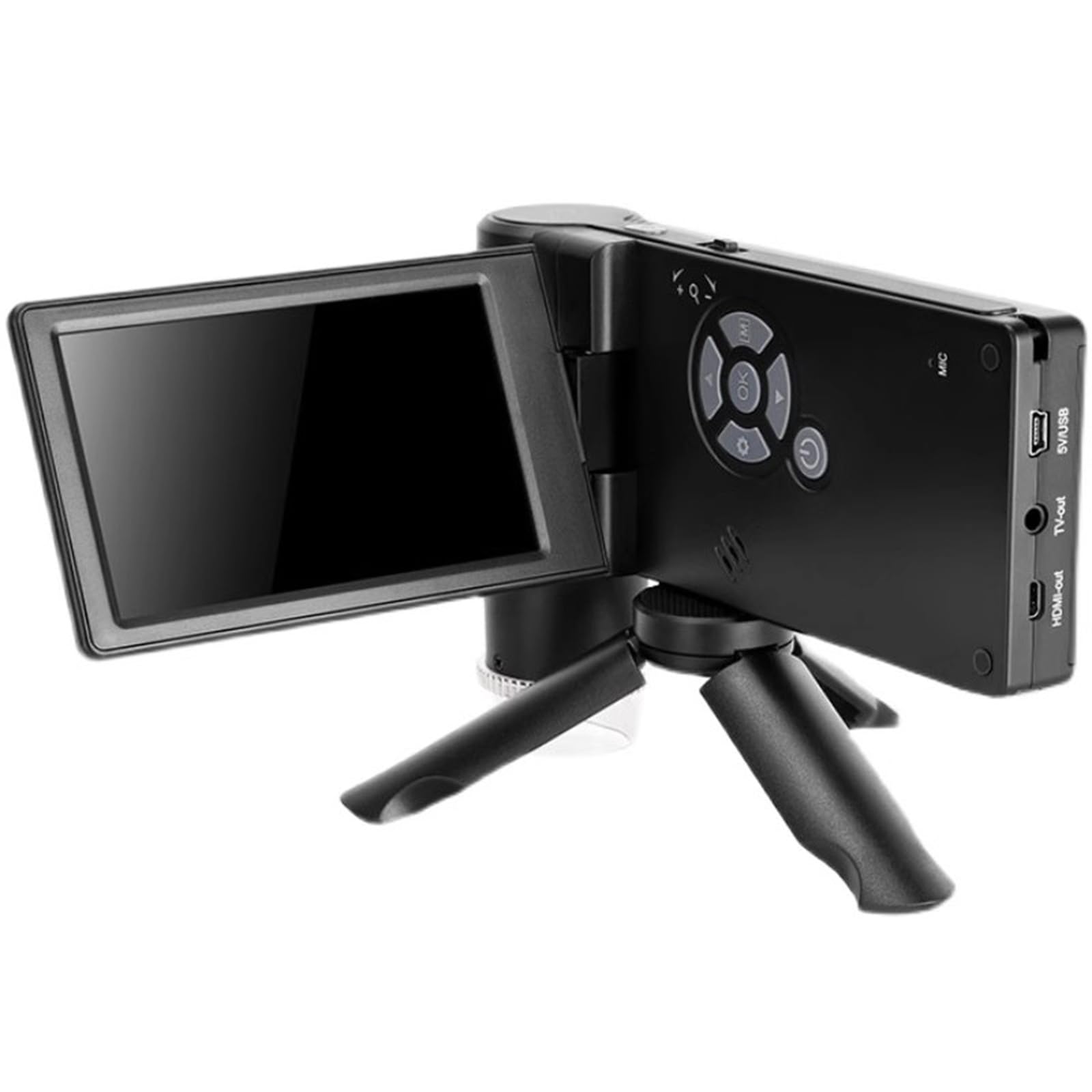 Microscopio Digitale Portatile, Ingranditore 10-300X, con Schermo LCD da 4 Pollici, Funzione Foto/Video, 8 Luci LED, Uscita di Supporto, per Piante, Monete, Diamanti