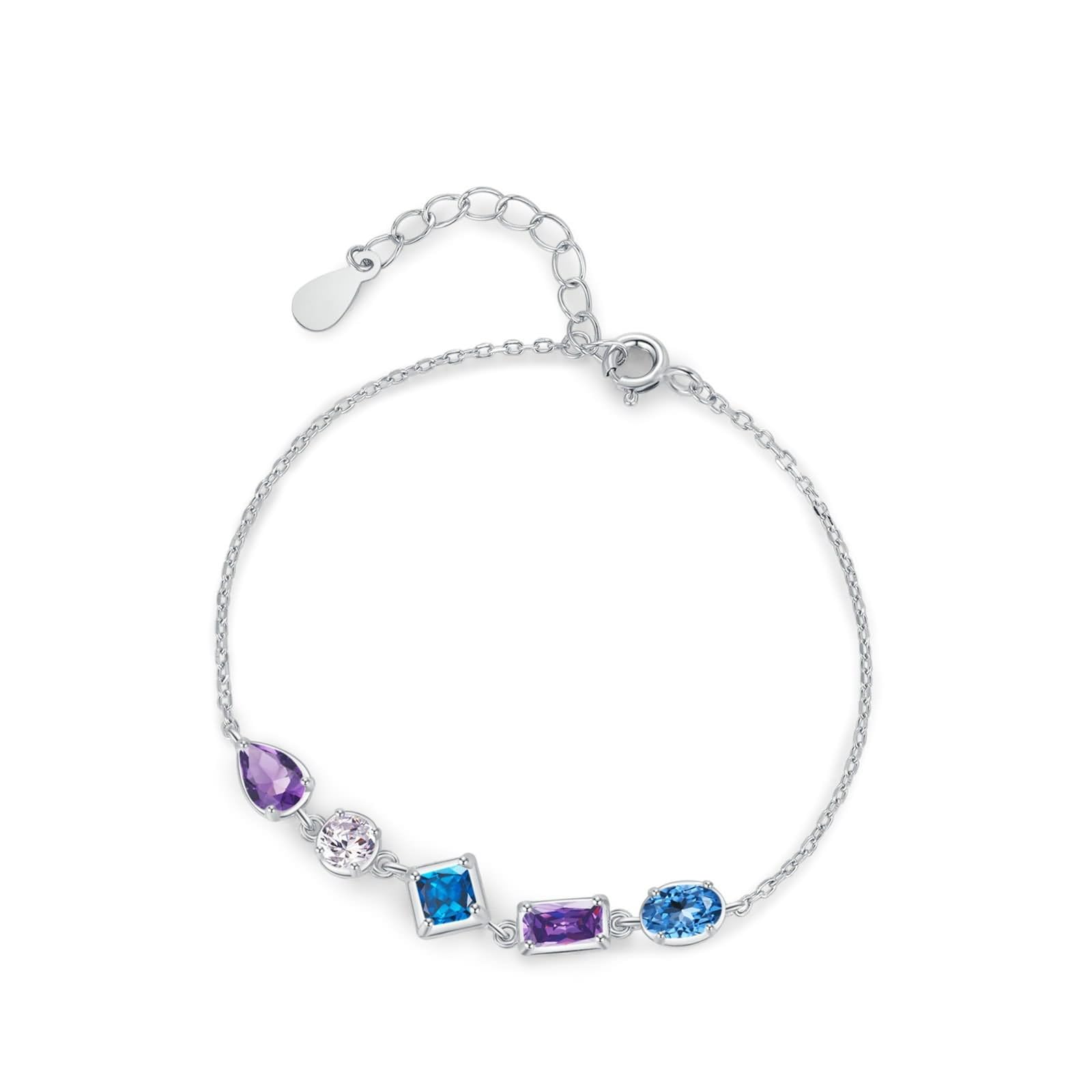 Pulsera para mujer, pulseras de joyería para mujer con amatista y topacio para mujer