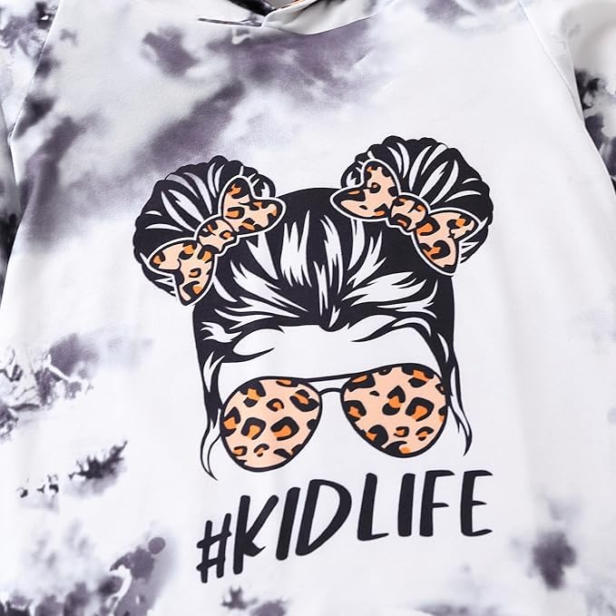 Image of Kid Toddler Girl Clothes - Tie Dye Hoodie Sweatshirt Girl Outfits Pullover Jogger Hooded Sweatpant Set