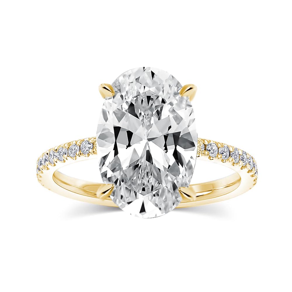 3.5ct Solitaire Oval Engagement Ring 14K Gold Plated 925 Sterling Silver