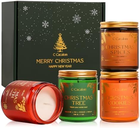 4Pack/28oz Christmas Soy Candles Gift Set Non-Toxic Aromatherapy ...