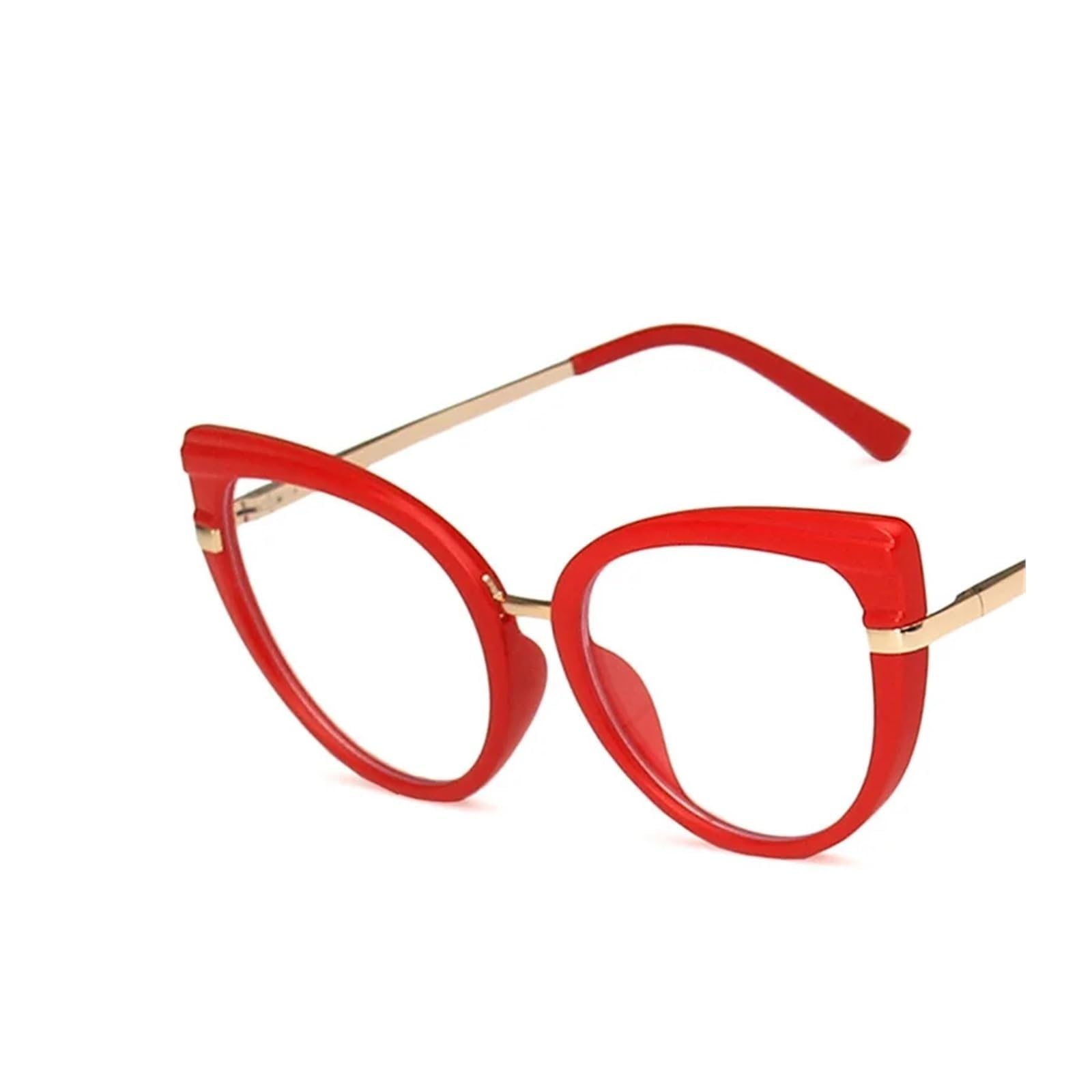 KLJUddGY Cat Glasses Blocking Eyewear Frames Geometric Spectacles for Computer Non Prescription Eyeglasses Fashion Reading Glasses Cateye(Red Clear)