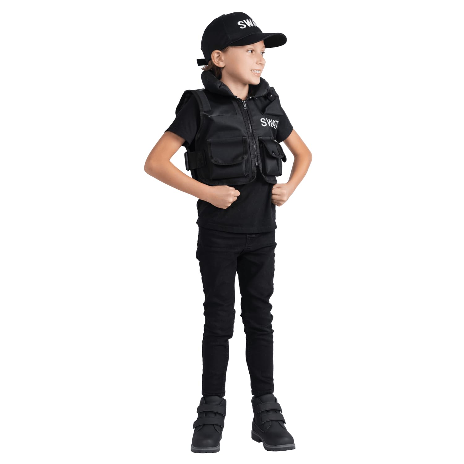 Dress Up America Kids Swat Costume - Swat Vest And Cap Set - Role Play Vest And Cap For Kids