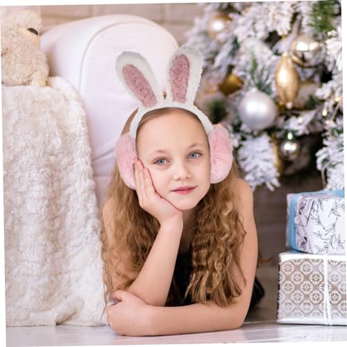 PartyKindom Protective Winter Ear Muffs for Boys and Girls Pink Bunny Earmuff for Toddlers Warm Comfortable3