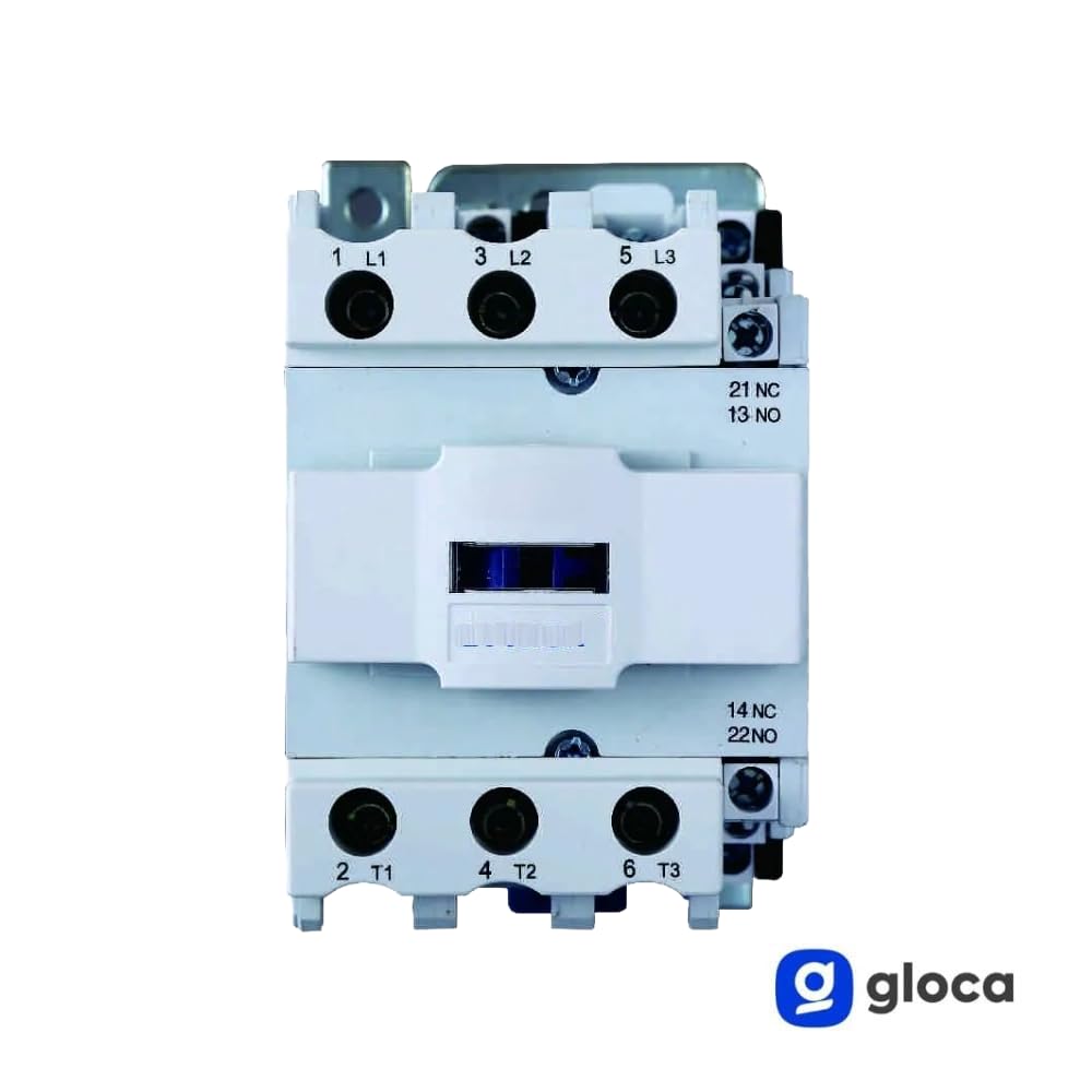 gloca Contattore AC 220V 50/60Hz Bobina 3P 3 Poli Normalmente Aperto Ue 380V (Ie 50 Ampere)