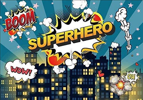 Renaiss 3x2.5m Super-héros Toile de Fond pour la Photographie Bande dessinée Ville Nuit scène bâtiment Fond Enfant garçon fête d'anniversaire bannière bébé Douche Youtube vidéo Studio Accessoires