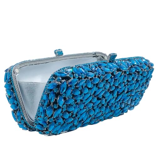 Image of Boutique De FGG Women Crystal Clutch Bag Minaudiere Box Handbag Party Prom Rhinestone Clutch Purse Wedding Bag, Mini