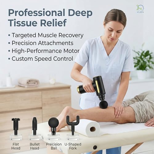 Image of KLEN Pulse Gun Massager Rechargeable Handheld Percussion Massage Machine For Full Body Pain Relief, Muscle Relaxation, Neck, Shoulder, Back, Foot & Travel Use (6 Speed intensity)