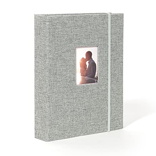 Fotoalbum, 208 fickor linne fodral mini album kompatibelt med Fujifilm Mini 7s 8 8+ 9 25 26 50s 70 90 Film, PIC-300 Z2300 film omedelbar kamera, rökig vit