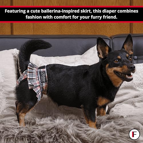 FINNERO Ballerina Läufigkeitshose für Hündinnen – Hundewindel mit Rock für Hündinnen – Schutzhose bei Läufigkeit und Harninkontinenz – Bequem, waschbar und stylisch – S, Beige