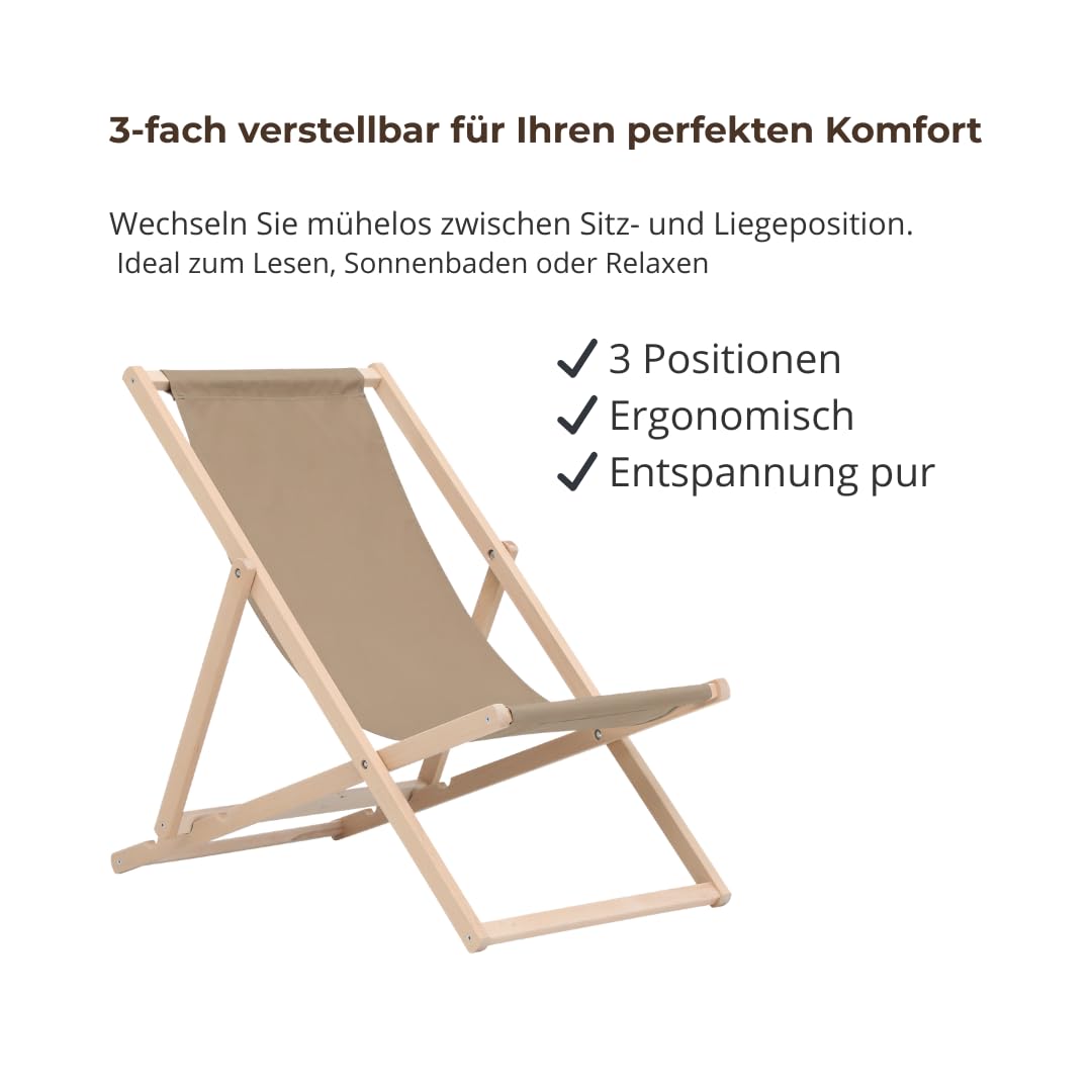 2er Se Liegestuhl klappbar Holz bis 120 kg t Sonnenliege Olive