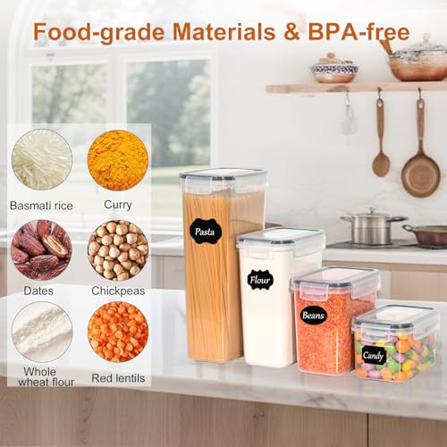 GoMaihe Vorratsdosen mit Deckel Luftdicht: 28er Vorratsbehälter Set für Mehl Zucker Müsli Gewürze | Luftdicht Aufbewahrungsbox Küche für Lebensmittel Mit Stift & Etikett | BPA-frei