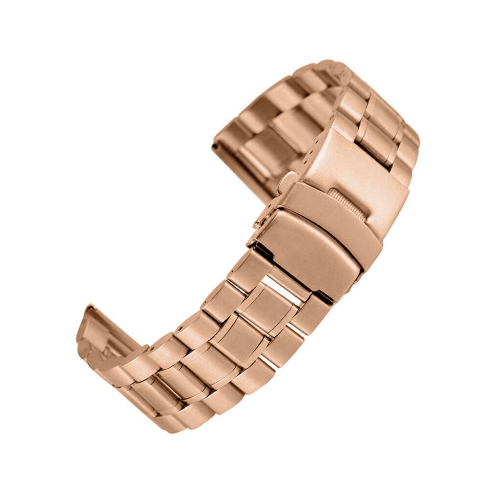 EwatchAccessories Replacement 18mm Rose Stainless Steel Brushed Finidh Metal Bracelet Watch Band Strap Double Buckle Straight End (B0C6SSY57L) Amazon Price History, Amazon Price Tracker