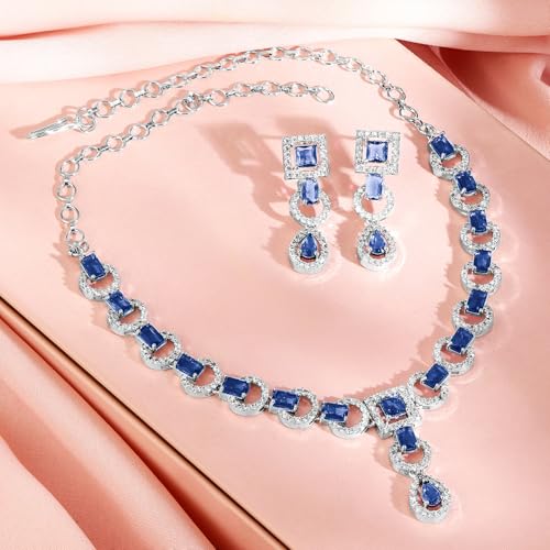 Image of Rubans American Diamond Zirconia Necklace Set Stylish Jewellery Gift for Women & Girls