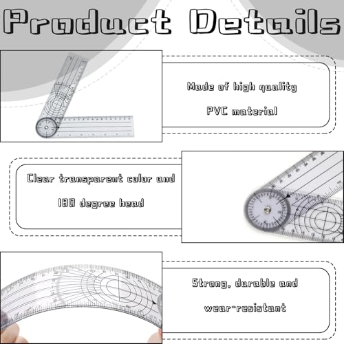 2 Stücke Winkelmesser,Goniometer,Winkelmesser Physiotherapie,Pvc Goniometer Physiotherapie,Goniometer Physiotherapie,Transparente 360° Drehung Protraktor Physiotherapie,Für Heimarbeit, Sporttherapie