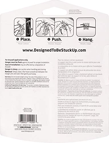 Image of HIGH & MIGHTY 515316 Picture Hanger Value Pack, Easy Tool-Free Dry Wall Art Hangers for Artwork, Photos, and Mirrors, Holds up to 60lbs, 3 Pack, Steel