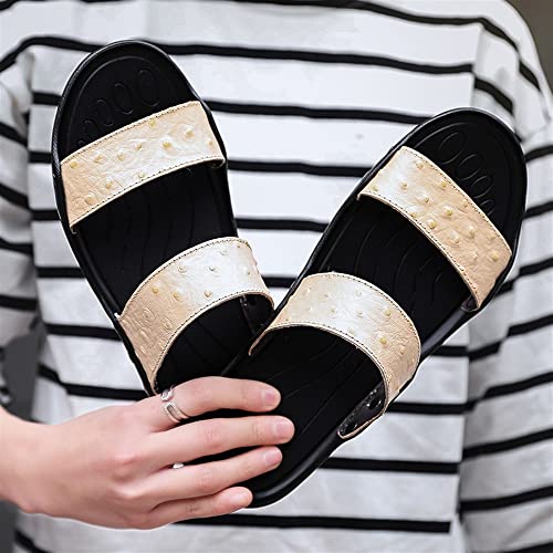 Slide Sandals For Men Microfiber Leather Rivets Closure PU Leather Fixed Strap Non-slip Casual Slide Sandal4