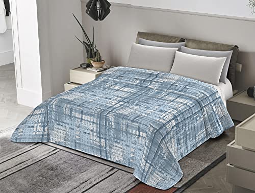 Banzaii Trapuntino Mezza Stagione, Copriletto Autunnale Primaverile, Trapuntato Imbottito Singolo 170x260 cm Gaia Azzurro Made in Italy
