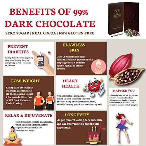 Image of BOGATCHI Immunity Booster Sugar Free 99% Dark Chocolates with Stevia, Vegan Dark Chocolate Pure, 8 Pcs