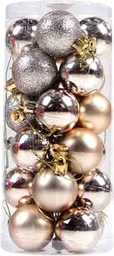 Miniatura 5 de 24 adornos de bola de Navidad, mini esferas de Navidad de plástico inastillables con cuerda para colgar, juego de bolas decorativas empaquetadas en