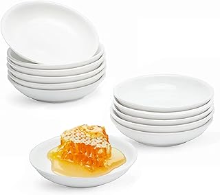 sinzau Cuencos de salsa, 12 cuencos redondos para salsa de soja, salsas, especias, guarniciones y aperitivos, color blanco