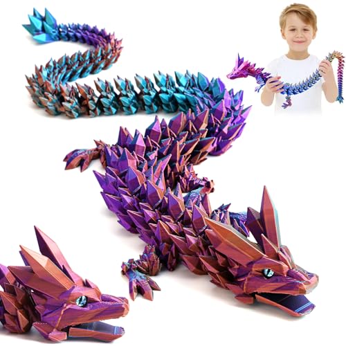 Merrwon 3D Gedrucktes Drache, 60CM Drachen Spielzeug mit Augen,...