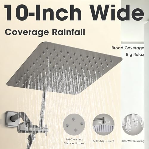 Regadera de lluvia metálica TRUSTMI 10 pulgadas con rociador manual miniatura 3