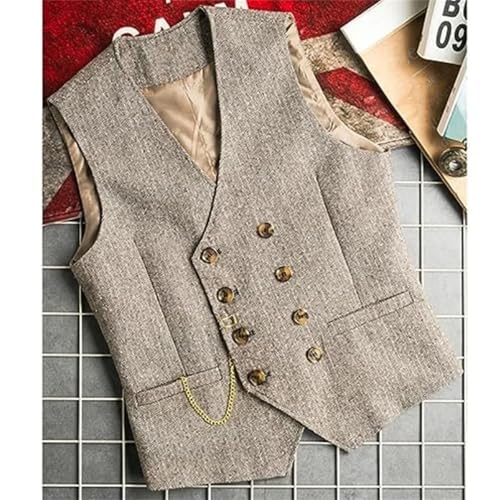 Mens Vintage Dress Vest for Men Double Breasted Blend Groomsmen Waistcoat For Wedding Banquet2