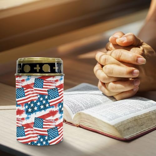 Image of Poceacles American Flag Red White Blue Solar Outdoor Lights Solar Grave Lights Cemetery Candles Decorative LED Automatic Flameless Candle Patriotic USA 250th Anniversary Pattern, 4 Piece
