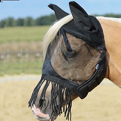 HKM Fliegenschutzmaske Für Pferde - Mit Fransen & Ohrenschutz