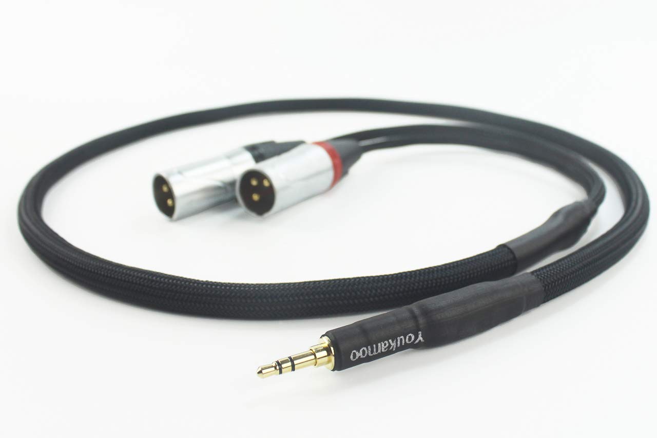 Youkamoo3.5mm to Dual XLR Male Headphone Audio Headphone Silver Plated Adapter Cable 3 FT 1M