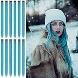 12 PCS Colored Clip in Hair Extensions, BEAHOT 22 Inch Rainbow Long Straight Hairpieces Clip in Synthetic, Halloween Cosplay Dress Up Fashion Party Christmas New Year Gift for Women Kids Girls, Teal Blue