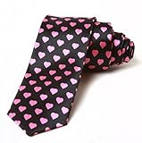 Coool Trendy Skinny Tie - 2-Inch - Valentines Black Pink Heart