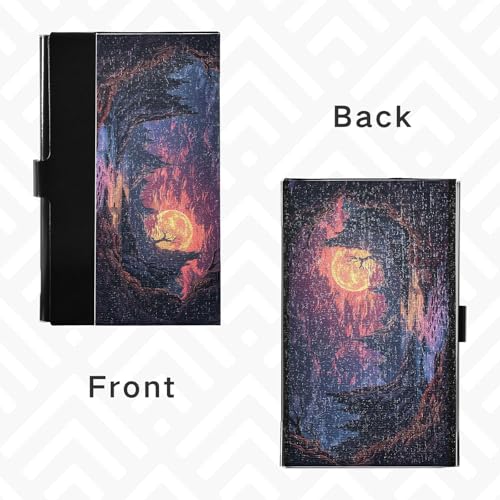 KLL Mystery Place Ultra-Thin Business Card Holder Travel with Leather and Stainless Steel Credit Card Holder for Travel Home or Office Use portatarjetas para Hombre4