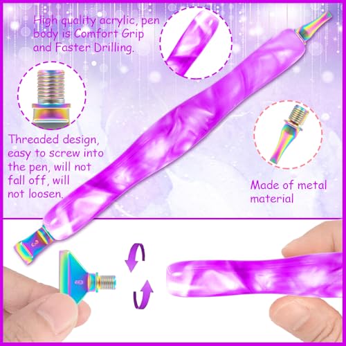 Image of Praise V Do Diamond Painting Art Drill Pen Kit with Screw Steel Metal Tip Nibs Placers Roller Tool Accessories, Ergonomic Diamond Art Pen for 5D Diamond Paint Bead Dot Purple