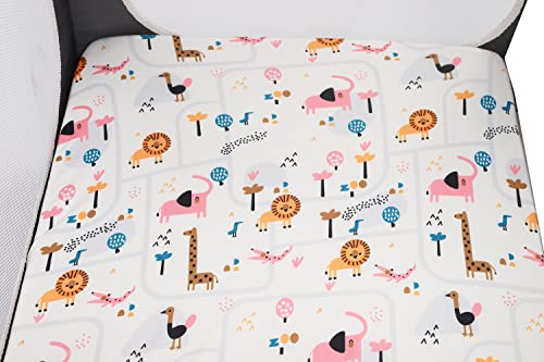 Image of Pack n Play Sheet Stretchy Fitted Portable Mini Crib Sheets Set 3 Pack,Playard Sheets Convertible Playard Mattress Cover,Ultra Soft Jersey Material,Flamingo Elephant & Lion