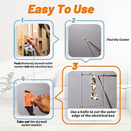 Bechandy 6 Pack Drywall Outlet Marker, No Measuring Needed Marking Tool
