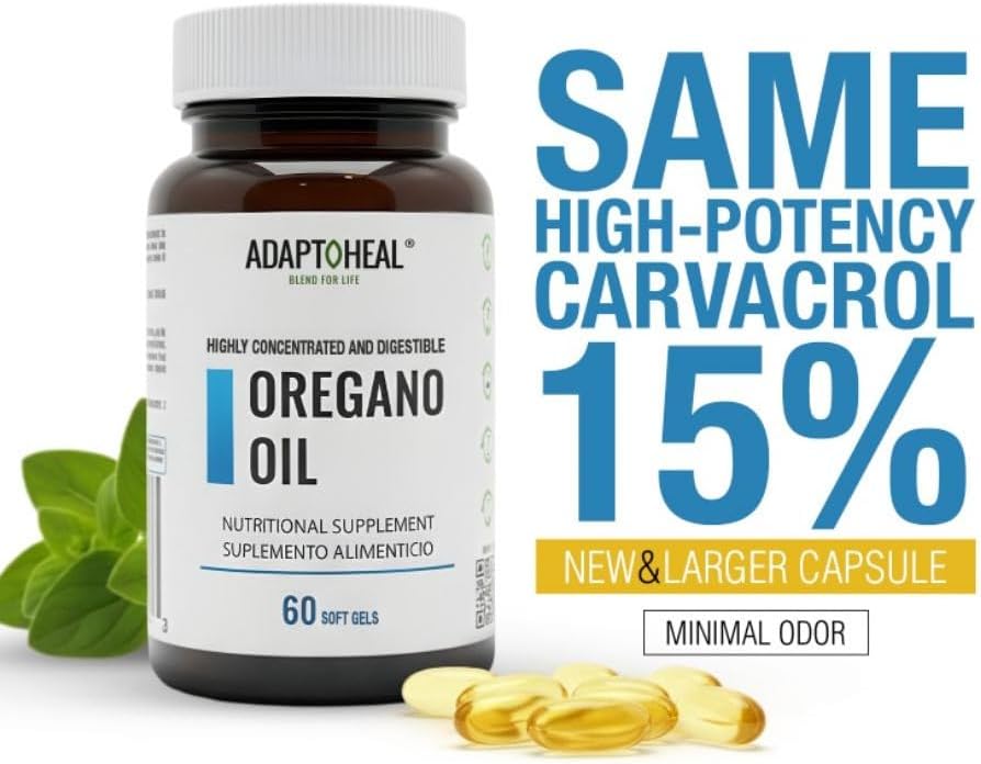 ADAPTOHEAL Oil of Oregano, 60 Softgel – Immune and Intestinal Support Supplement for Healthy Digestive – Formulated with Extra Virgin Olive Oil – Plant Based, Vegan and Non-GMO - Image 2