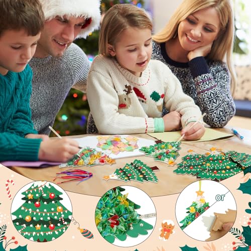 Mezoom MEZOOM-LD202309011D 12Pcs Christmas Craft Set For Kid Creative Xmas Tree Poke Art Toy Make Your Own Christmas Tree Poking Art Crafts Kit With Fabric thumb #3