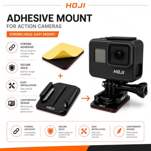 Image of HOJI 2-in-1 Bike Phone Mount & Helmet Camera Kit - Anti-Vibration Handlebar Holder & Curved 3M Chin Mount for POV Video - Compatible with iPhone, GoPro Hero 14 /13, Insta360 & DJI Action (Black)