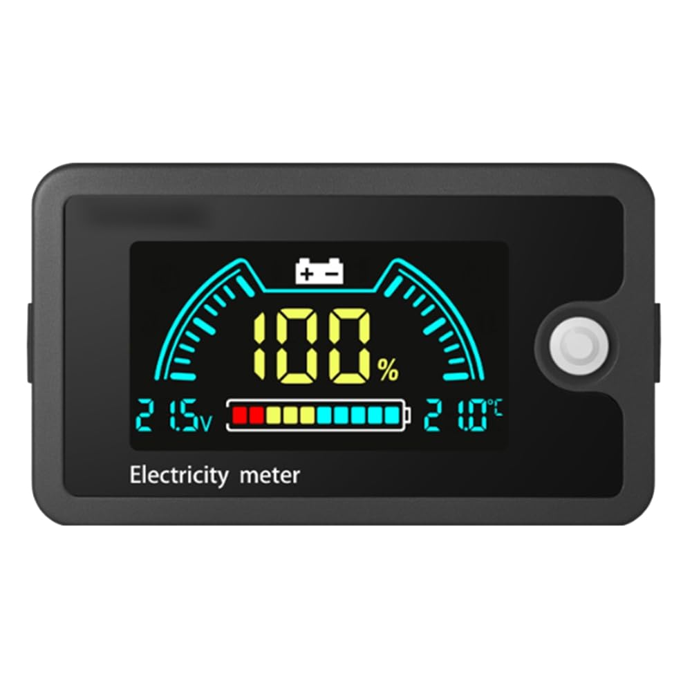 Htuteyy for Ternary/Lithium Iron Phosphate/Lead Acid Battery Support DC 8-100V LCD Digital Voltmeter with Temperature Alarm