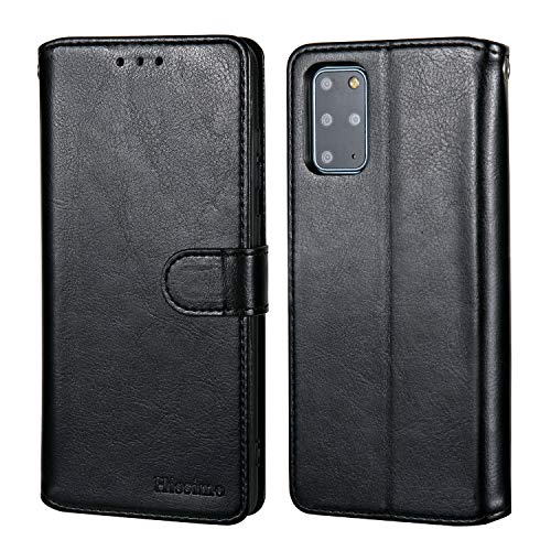 Hissimo Flip Wallet Case For Samsung Galaxy S20 Plus, 3 Card Slots, Magnetic Closure, Black #TOP10