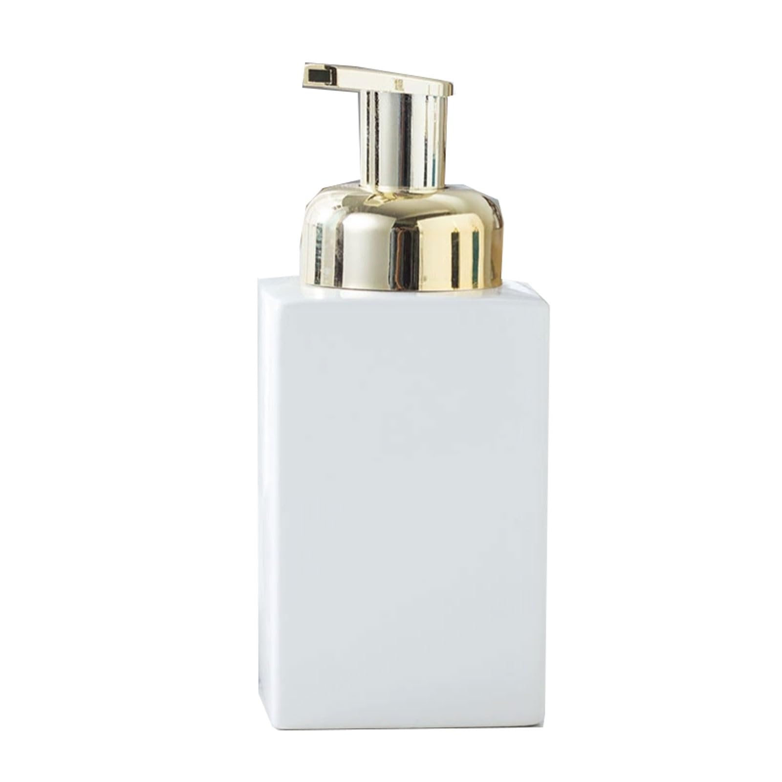 14.2oz Ceramic Soap Dispenser Ribbed Bottle Mouth, Plastic Spray Tip, Countertop Lotion for Sink Bathroom(Wei�)