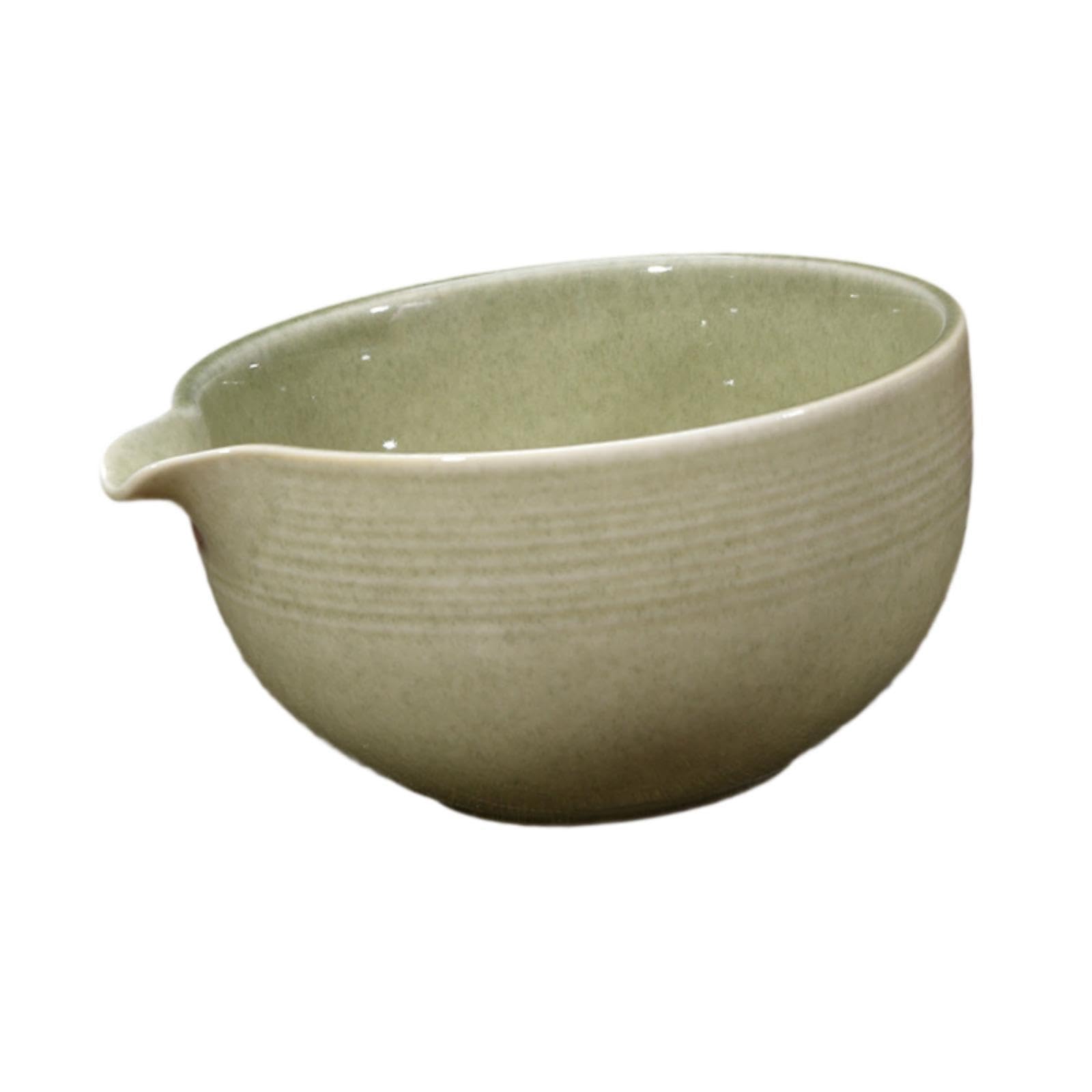 Matcha Schale Porzellan Teeschüssel Rührschale mit Auslauf Japanischer Stil für Matcha Liebhaber Zuhause Büro Wohnzimmer Geschenk, Matcha Green
