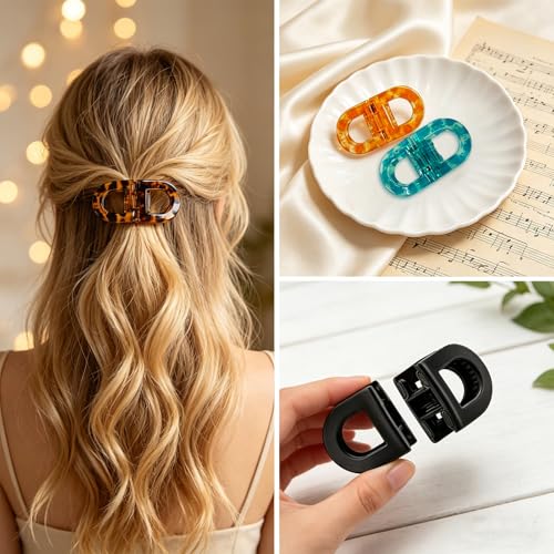 4 Piezas de Pinzas Magnéticas para el Cabello para Mujeres, Firme Sujeción Sin Deslizamiento, Diseño 2-en-1 Sin Marcas para Cabello Grueso o Fino, Herramientas de Peluquería de Rápido Uso para Salón o Uso Diario miniatura 4
