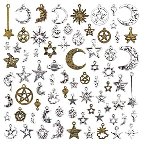 JIALEEY Celestial Mixed Sun Moon Star Charms, Wholesale Bulk...