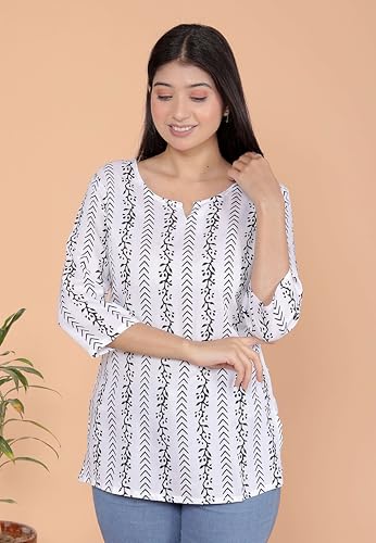 Image of Malikcraft Women's Rayon Printed Short Kurti Stylish Kurta for Women Trendy Short Kurta for Daily & Office Wear PR1