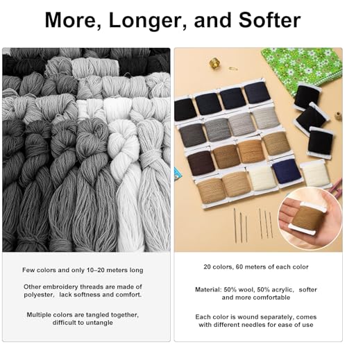 Kit de Hilos para Darnado, 20 Colores x 60m, 50% Lana 50% Acrílico miniatura 4