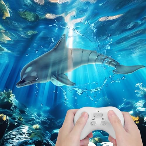 GearRoot Remote Control Dolphin Toys for Kids, 2.4G High Simulation Oceanic RC Dolphins Fish Toys for Swimming Pool Bathroom, 2x600mAh RC Boat Water...